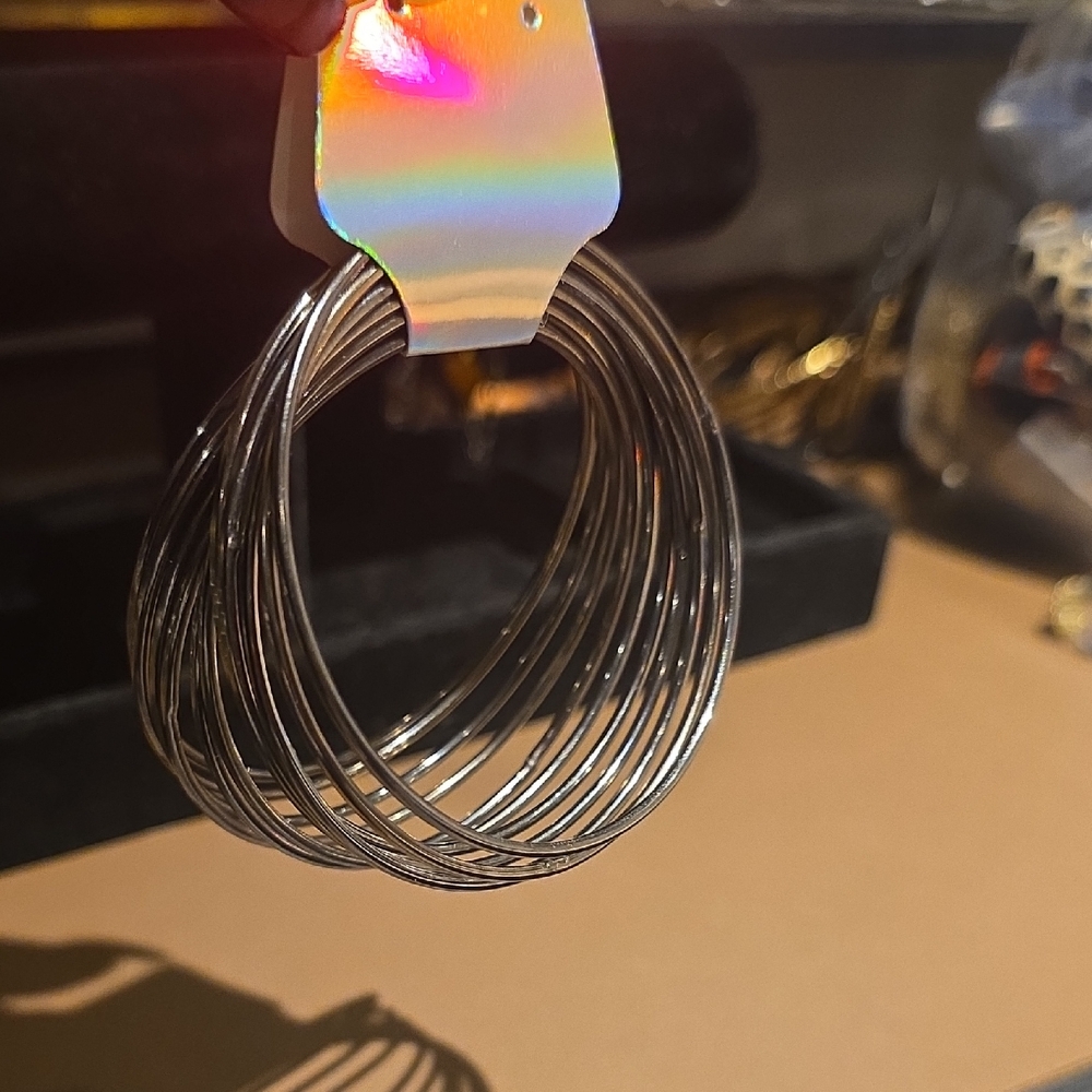 Source Unknown Silver-Tone Multi Hoop Earrings - image 1